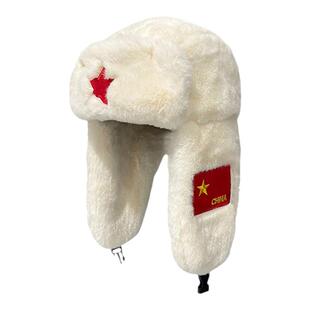 五角星雷锋帽男女冬季骑车防风护耳帽子滑雪防寒帽兔毛绒保暖棉帽
