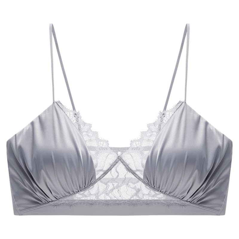 【心动】伊维斯法式细肩带蕾丝内衣性感美背无钢圈文胸无背扣