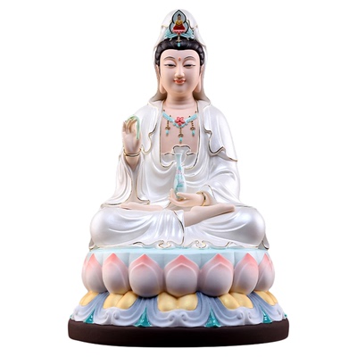 戴玉堂陶瓷灵慧观音佛像供奉摆件