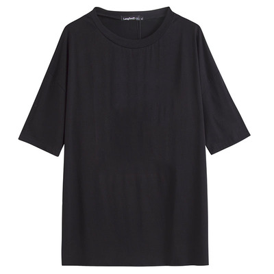 春秋加大码女胖妹300斤宽松柔软纯色200斤弹力长袖T恤打底衫深紫