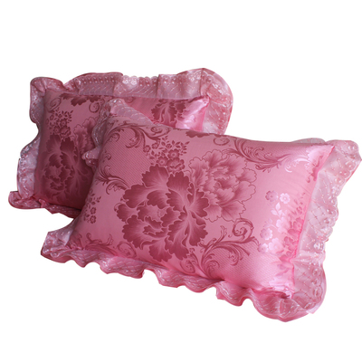 贡缎提花婚庆提花枕头套一对特价