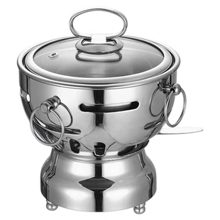 304不锈钢小火锅炉酒精自助单人一人一锅商用酒店火锅店家用火锅