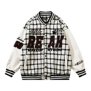 美式复古棒球服女秋季小香风bf风学生欧美高街hiphop宽松夹克上衣