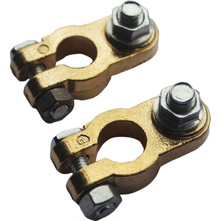 汽车电瓶极柱纯铜卡头蓄电池接线桩头黄铜加厚螺丝端子夹头接线桩