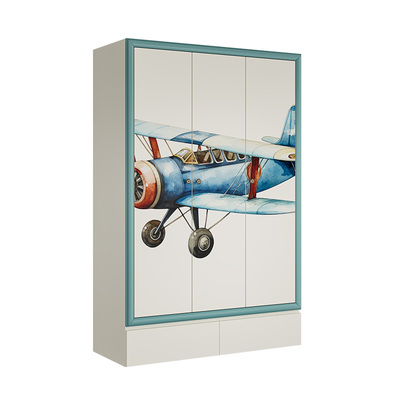H.CLUB云翼实木衣柜飞行主题现代衣柜复古双翼水彩设计卧室收纳柜