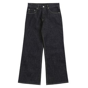 Unblank 2021M版型微喇叭原牛宽松直筒阔腿深蓝复古牛仔裤男