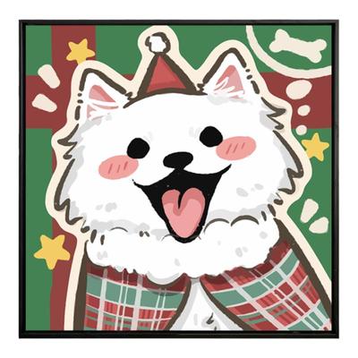 可爱萌宠圣诞diy数字油画