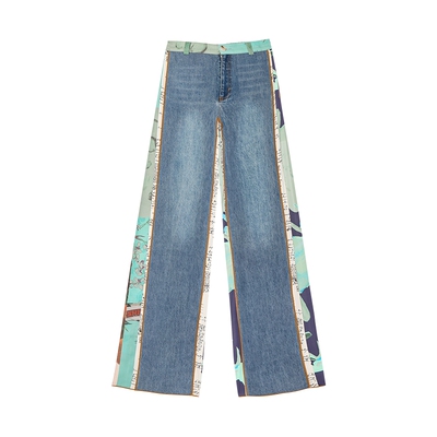 Desigual【博主同款】抽象印花拼接直筒女士牛仔裤