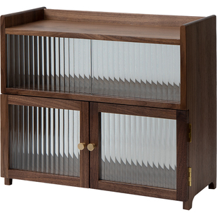 梵瀚 黑胡桃木多层桌面收纳柜防尘马克杯收纳茶具咖啡杯子置物架