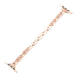 适用iwath10苹果S9手表applewatch8表带S8S7H形带钻金属SE小香风S6高级女6代夏新款创意42小众运动智能watchs