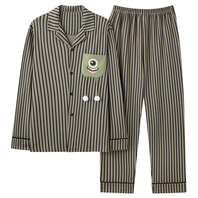 七色纺睡衣男春秋款纯棉家居服