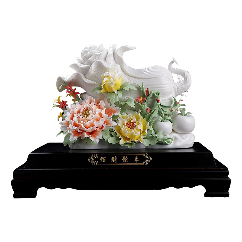 陶瓷佰财聚来摆件可定制祝福语