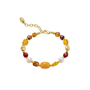 Amber Lollipop蜜蜡手链女淡水珍珠手串宝石串珠手饰 炽阳系列