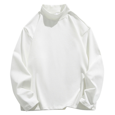 长袖日系潮牌男纯色高领长袖t恤