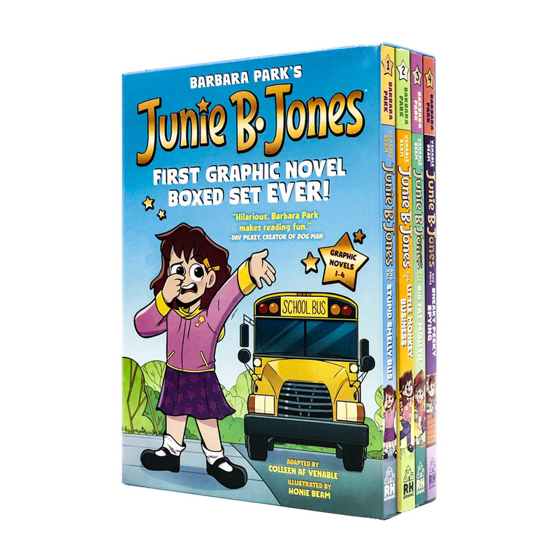 朱尼琼斯校园日记4册英文原版漫画小说 Junie B. Jones First Graphic Novel Boxed 全彩漫画桥梁书英文课外阅读神探狗狗作者推荐