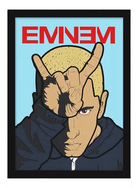 Eminem说唱歌手带框海报装饰画