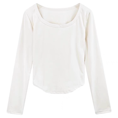 秋冬季修身显瘦德绒方领打底衫