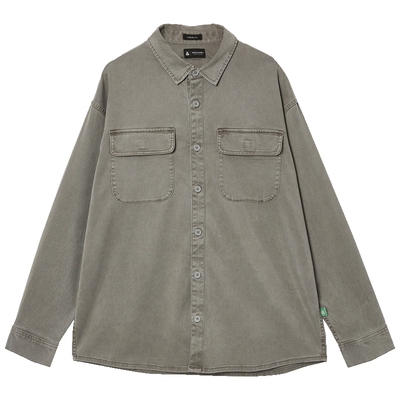 杰克琼斯秋季新款男装潮流宽松版型翻领胸前美式复古衬衫上衣外套