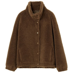 【羊毛驼毛】LANCY/朗姿2025冬新款美拉德高级感泰迪熊颗粒绒外套