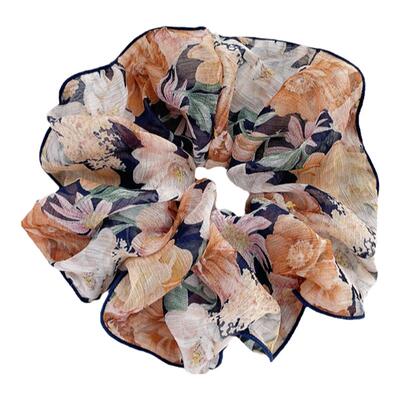 法式复古发圈花朵雪纺桃子柚肠圈