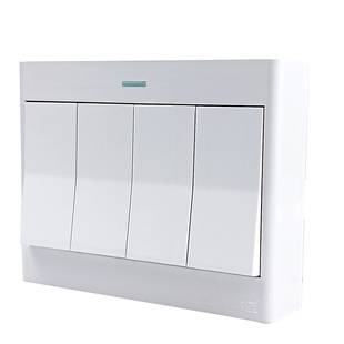 锦迈明装四开单控开关超薄家用 四位86型四联4开照明按钮四位开关