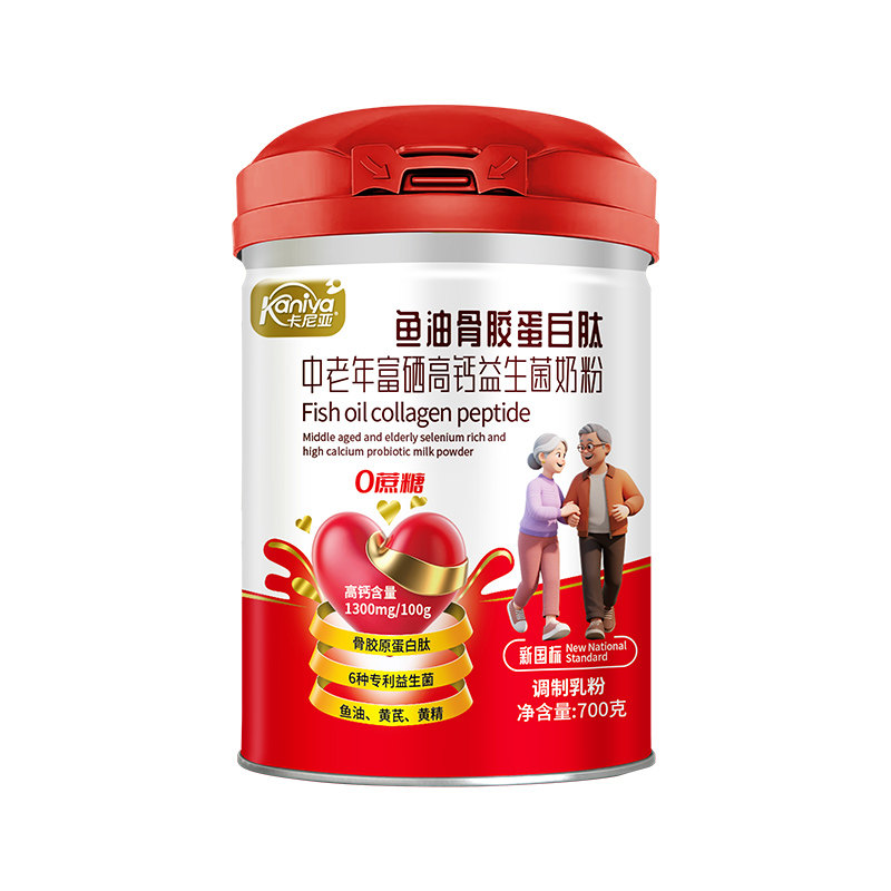中老年富硒高钙鱼油益生菌牛奶粉+高蛋白0蔗糖骨胶原多维健康好礼