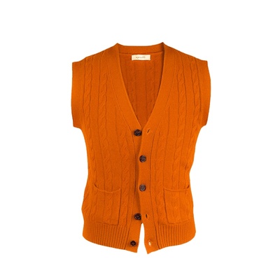 复古开衫UGENTLE羊毛立体绞花V领