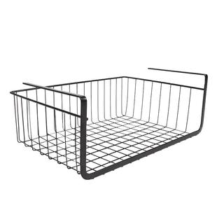 加粗款免打孔厨房置物架挂篮桌下衣柜收纳架铁艺隔板橱柜分层吊架