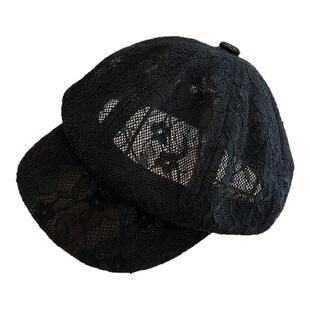 蕾丝八角帽女夏季薄款透气网纱镂空贝雷帽子韩版百搭显脸小画家帽