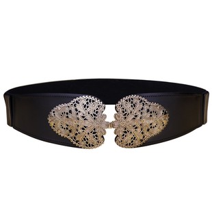 腰封女真皮头层牛皮黑色复古宽皮带装饰配风衣羽绒服大衣松紧腰带