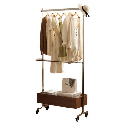 中古衣帽架落地衣架卧室家用挂衣架电镀移动衣架开放式一体置物架