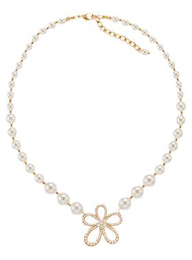 inchedition蕾丝大花珍珠项链