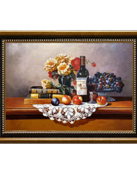 u作【水果红酒葡萄】手绘油画餐厅挂画美式法式欧式古典装饰画