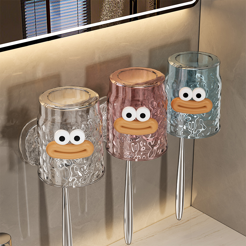 吸盘牙刷置物架壁挂式免打孔卫生间漱口杯电动牙刷牙杯收纳挂架子