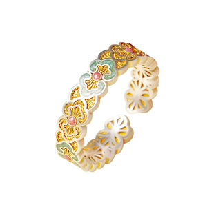 宫里上新足银戒指女款纯银999珐琅彩指环开口食指国风生日礼物