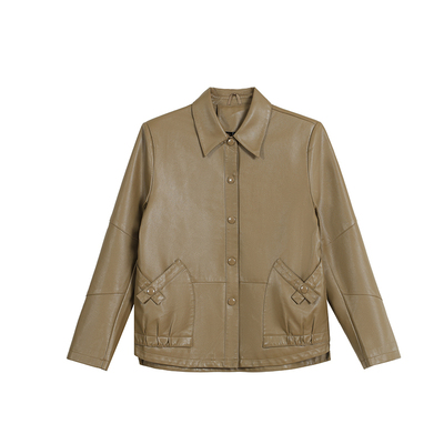 恒源祥中老年妈妈装秋冬皮衣夹克