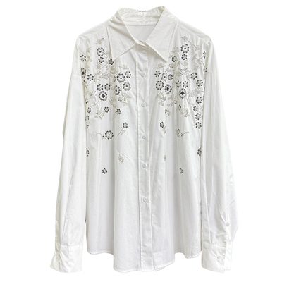 尖货！重工钉珠宽松棉衬衫上衣