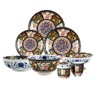 千代源金枝台碗盘子日本进口陶瓷餐具伊万里烧家用日式饭碗钵面碗