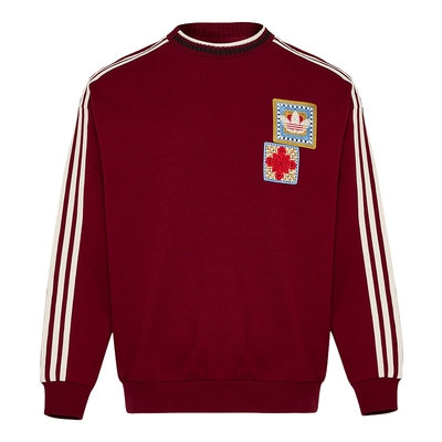 adidas阿迪达斯三叶草马年新年红色套头衫男女卫衣KU1423 KU1422