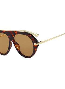 复古飞行员玳瑁大框太阳眼镜个性