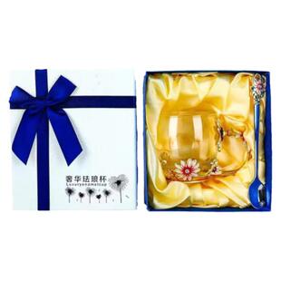 玻璃杯高颜值珐琅彩马克杯情侣家用水杯咖啡杯子女士茶杯礼物高级