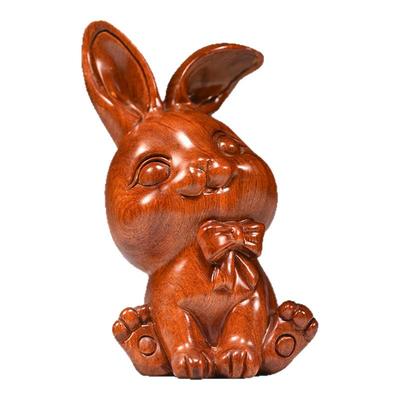 雅造花梨可爱兔摆件吉祥物工艺品