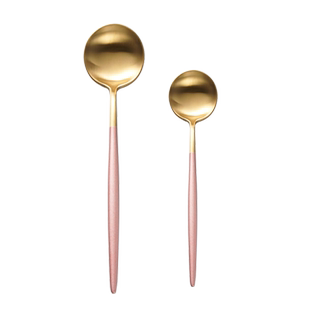 网红创意304不锈钢圆头勺子长柄勺子家用可爱西餐勺调羹汤匙