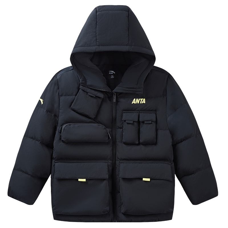 【搜3件65折】安踏童装儿童羽绒服男童新款加厚保暖工装连帽外套