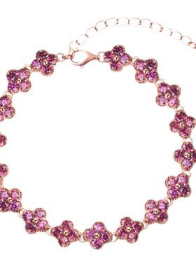 FIICCI范儿珠宝 天然紫牙乌石榴石925纯银镀玫瑰金手链手环礼物