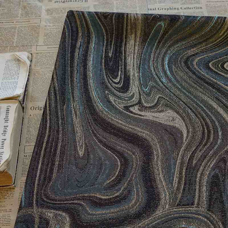 【鎏金墨染】复古黑蓝抽象风金丝提花面料时尚箱包西服撞色提花布