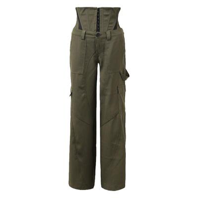 高腰复古工装裤可拆卸腰封长裤