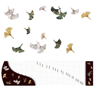 4638.8银杏叶古筝乐器贝雕水移画中式家具漆器茶盘托盘螺钿贴纸