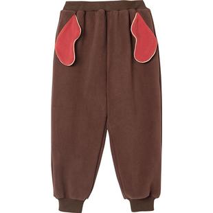 Viciusss男童摇粒绒裤子冬季新款儿童黄色加绒休闲裤加厚保暖长裤