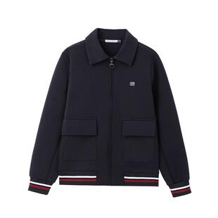 ELLE Active法式翻领夹克女藏青色短款运动外套宽松显瘦洋气减龄